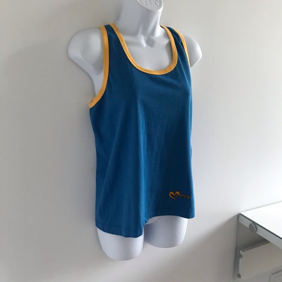NWOT Mambo Women’s Blue & Yellow 100% Cotton Jersey Summer Festival Tank Top Y2K - Picture 5 of 14